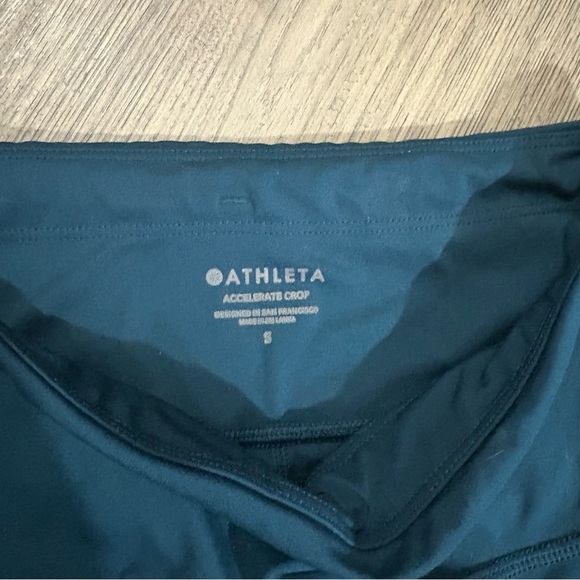 Athleta Women's Small Accelerate Crop Teal Turquoise Capri Leggings Back Zipper - Picture 2 of 9